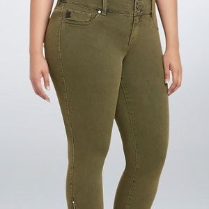 TORRID Olive Green Crop Zipper Ankle Jeggings